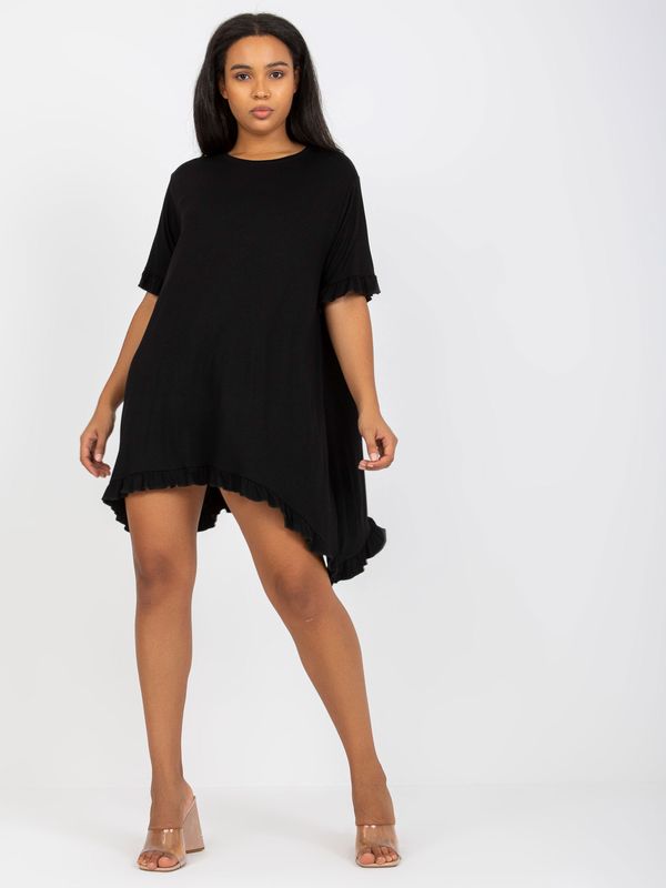 Fashionhunters Black viscose minidress of larger size
