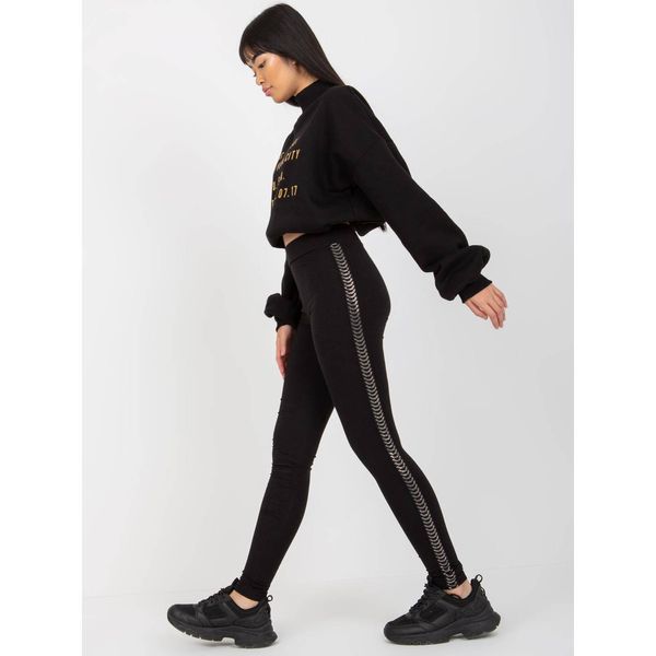 Fashionhunters Black women's casual leggings with an application