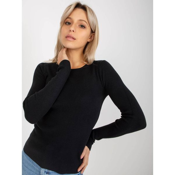 Fashionhunters Black women's classic sweater with viscose