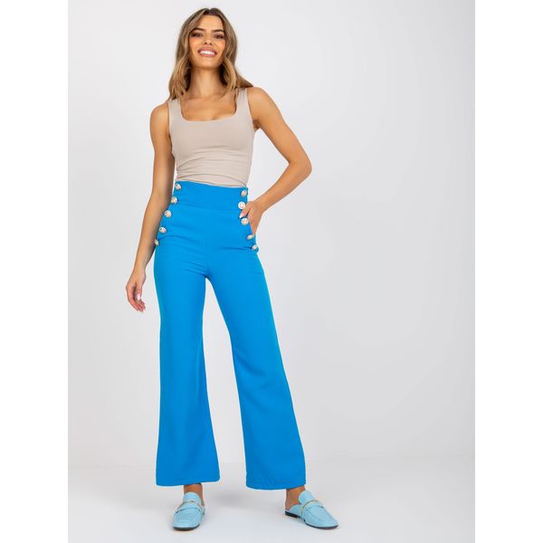 Fashionhunters Blue fabric trousers with a wide leg