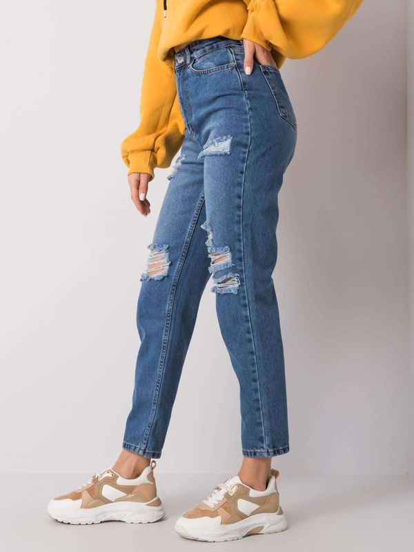 Fashionhunters Blue mom fit jeans with holes Odette RUE PARIS