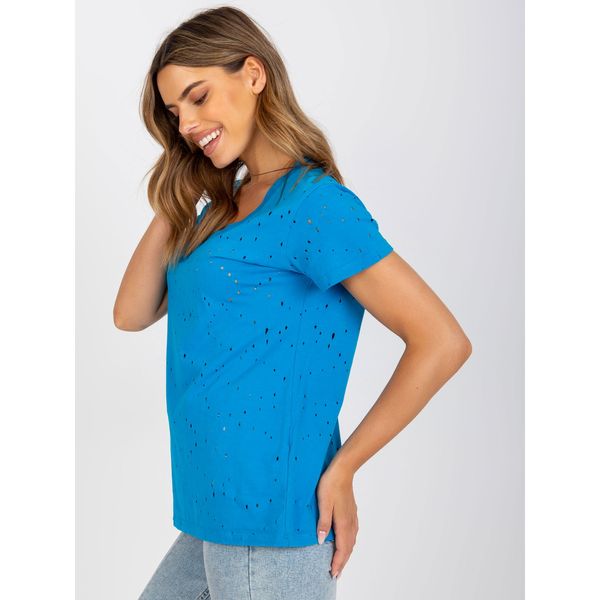 Fashionhunters Blue one-color cotton t-shirt