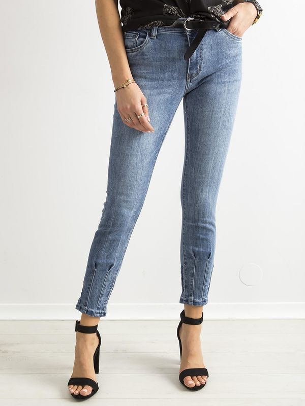 Fashionhunters Blue skinny jeans with fancy legs