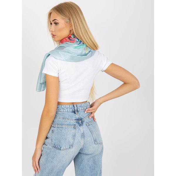Fashionhunters Blue thin scarf with a print