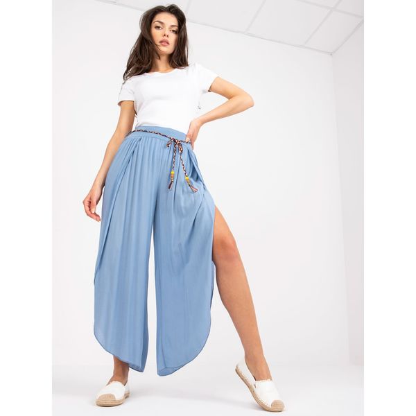 Fashionhunters Blue wide trousers in high-waisted fabric by OCH BELLA