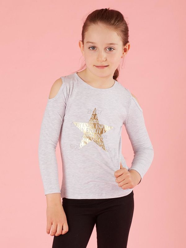 Fashionhunters Bluzka dla dziewczynki z jasnoszarymi cyrkoniami