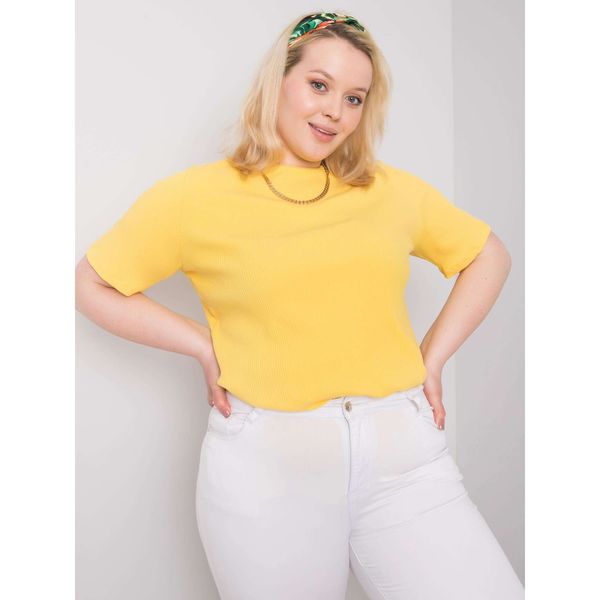 Fashionhunters Bluzka w paski Plus size w żółte paski