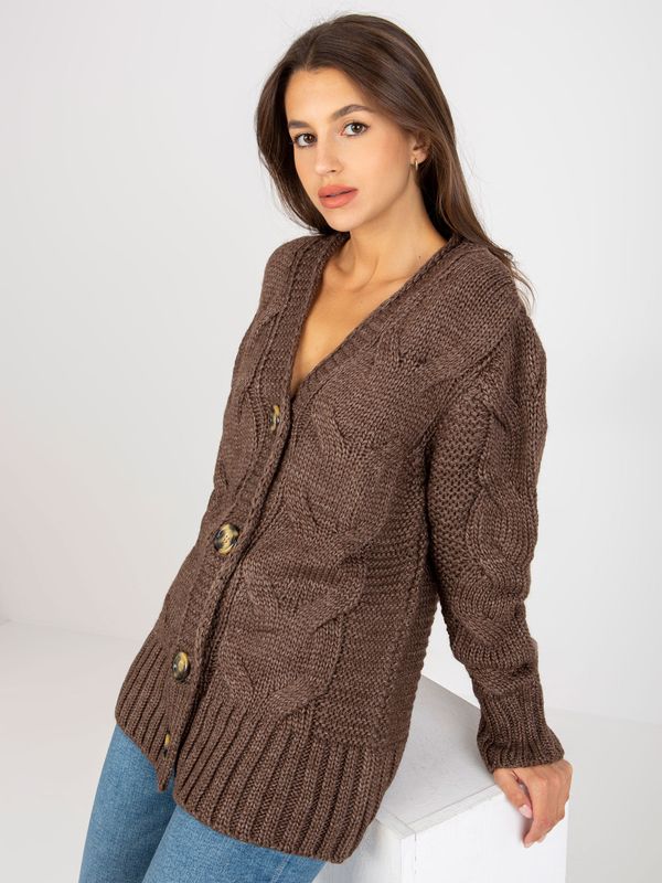 Fashionhunters Brown cardigan with Louissine RUE PARIS wool