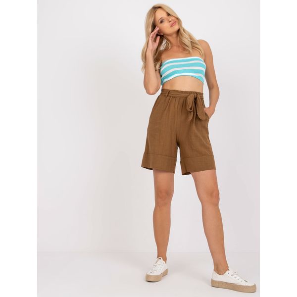 Fashionhunters Brown casual cotton shorts with pockets OCH BELLA