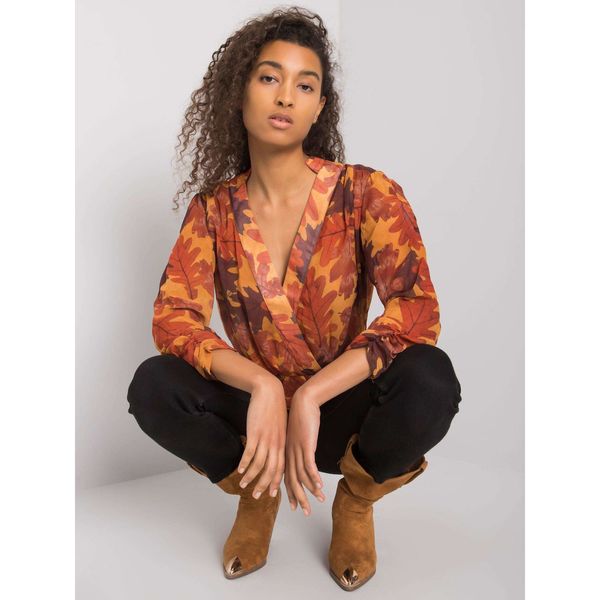 Fashionhunters Brown chiffon blouse with a Barrie print