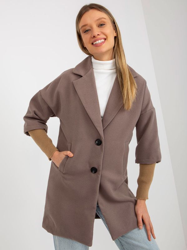 Fashionhunters Brown coat with cuffs by OCH BELLA