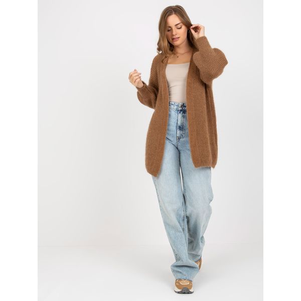 Fashionhunters Brown fluffy cardigan without fastening OH BELLA