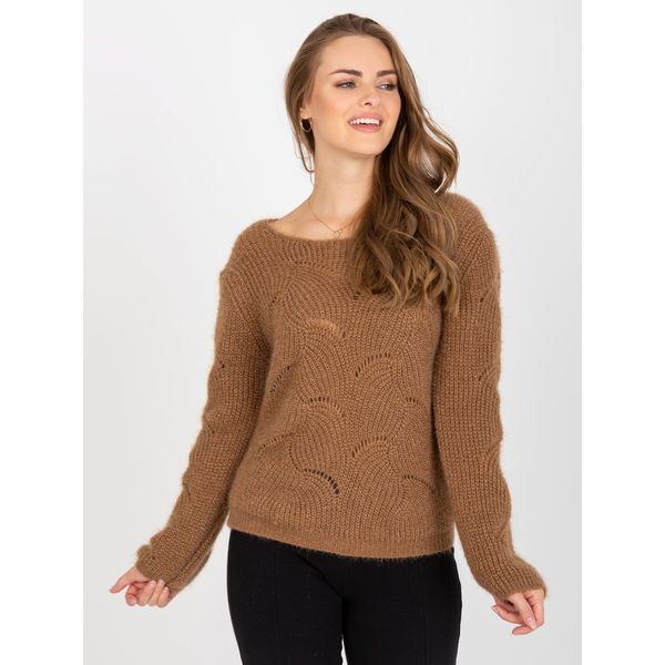 Fashionhunters Brown fluffy classic sweater with OCH BELLA wool