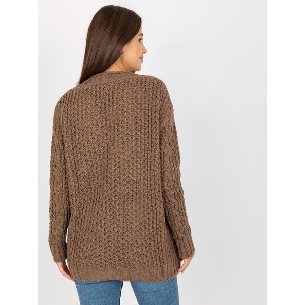 Fashionhunters Brown knitted cardigan with buttons RUE PARIS