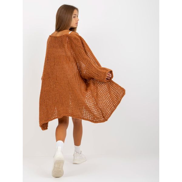 Fashionhunters Brown knitted oversize cardigan OCH BELLA