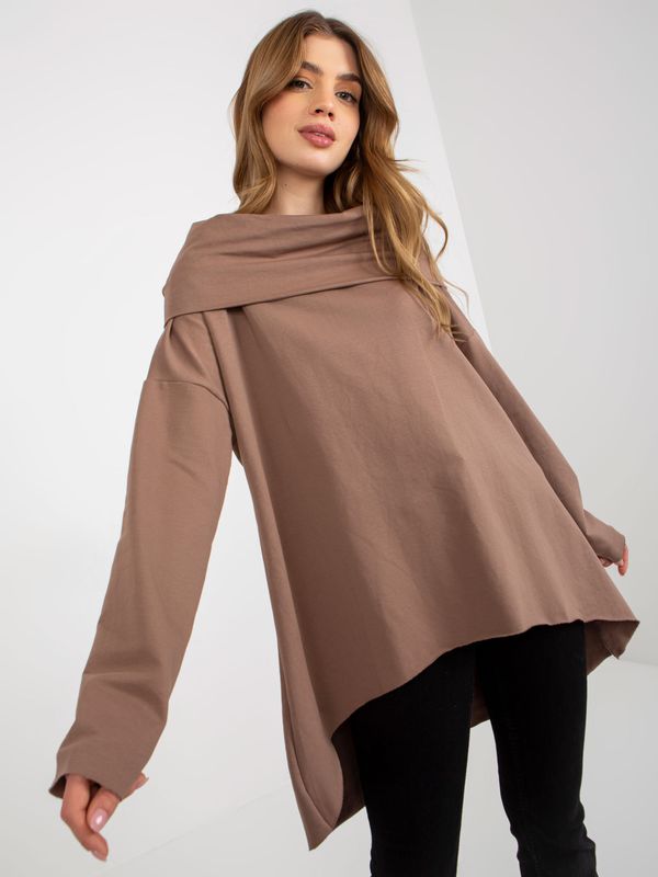 Fashionhunters Brown loose sweatshirt one size with longer back