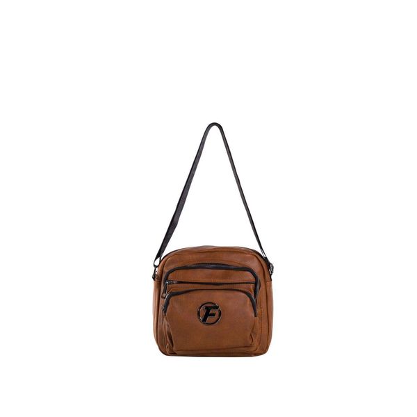 Fashionhunters Brown messenger bag with zippers