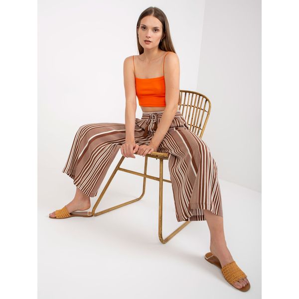Fashionhunters Brown wide pants made of striped fabric SUBLEVEL