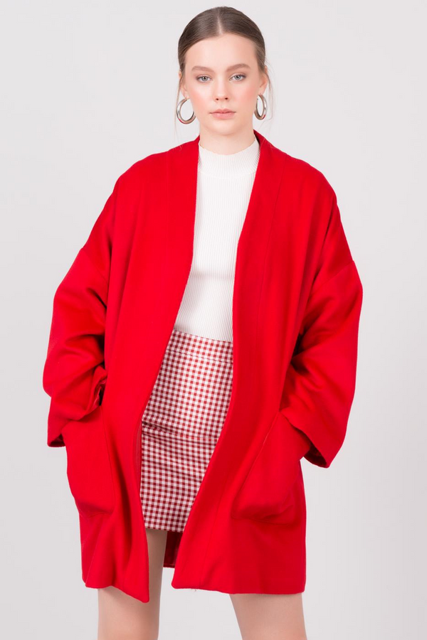Fashionhunters BSL Damski czerwony płaszcz