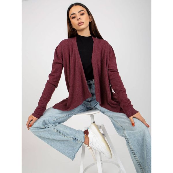 Fashionhunters Burgundy short asymmetric cardigan without fastening