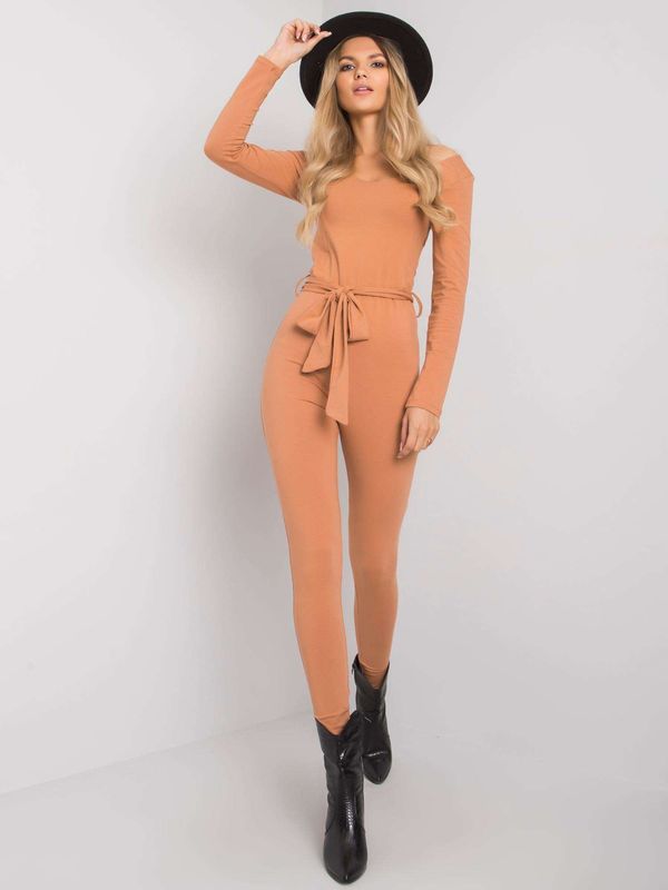 Fashionhunters Camel overall with tie