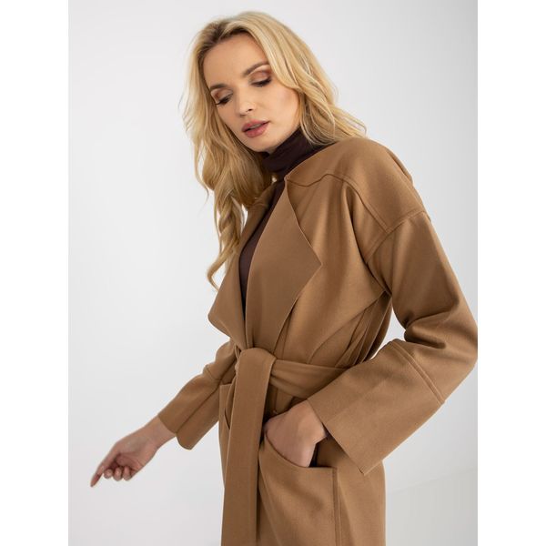 Fashionhunters Camel thin coat with OCH BELLA tied belt