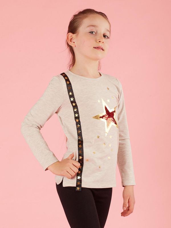 Fashionhunters Children's blouse with beige application
