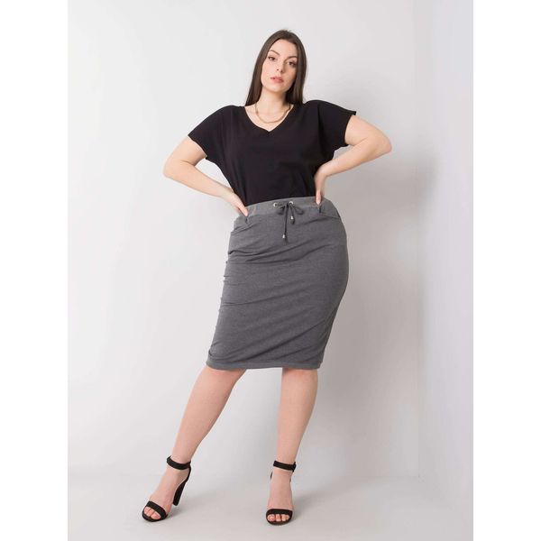 Fashionhunters Ciemnoszary melanż plus size bawełniana spódnica