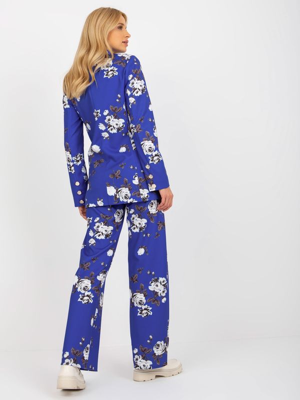 Fashionhunters Cobalt elegant jacket with roses from a suit