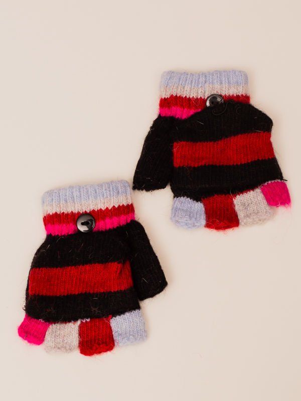 Fashionhunters Colorful girls' mittens with fur coat (5-8 YEARS)