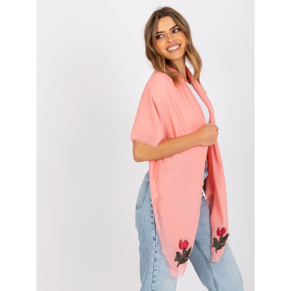 Fashionhunters Coral viscose scarf with patches