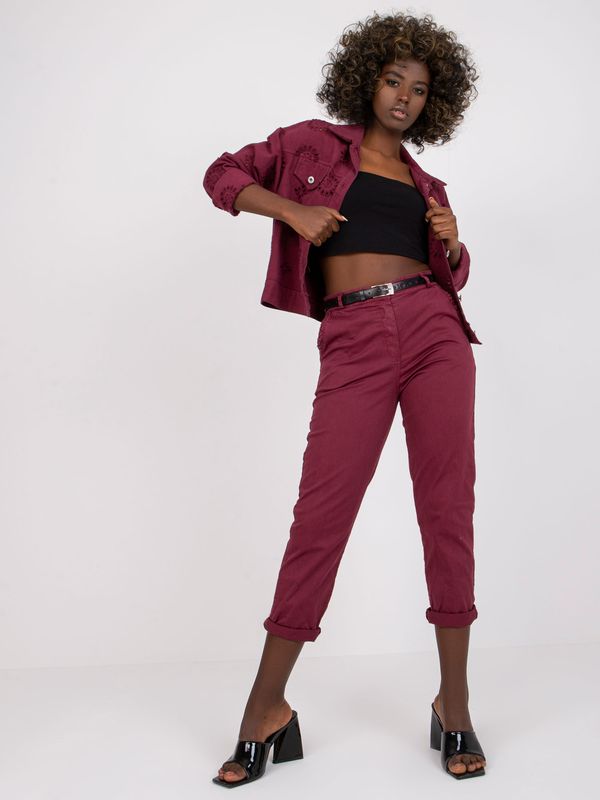 Fashionhunters Cotton trousers with Moorea belt