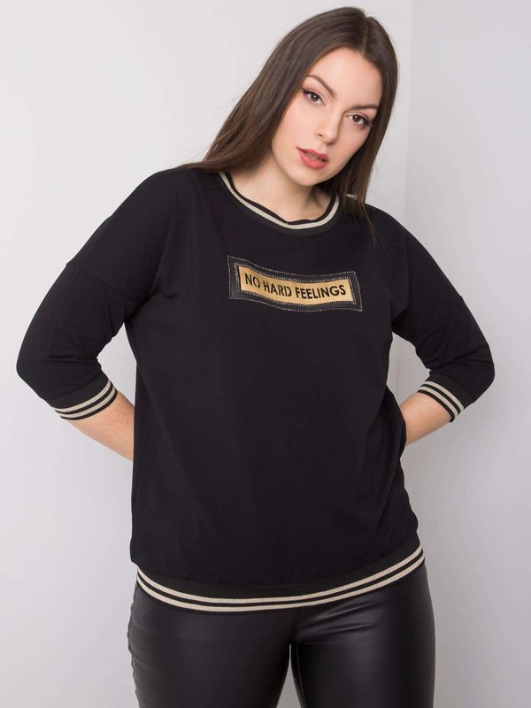 Fashionhunters Czarna bawełna plus rozmiar bluza