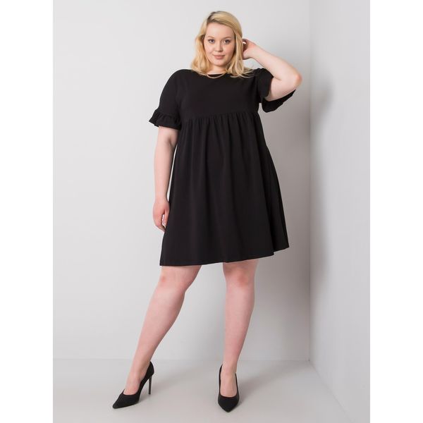 Fashionhunters Czarna bawełniana sukienka plus size