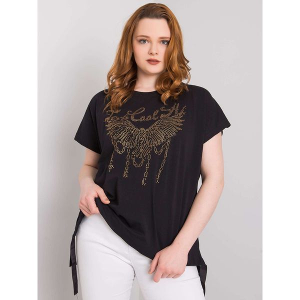 Fashionhunters Czarna luźna bluzka plus size