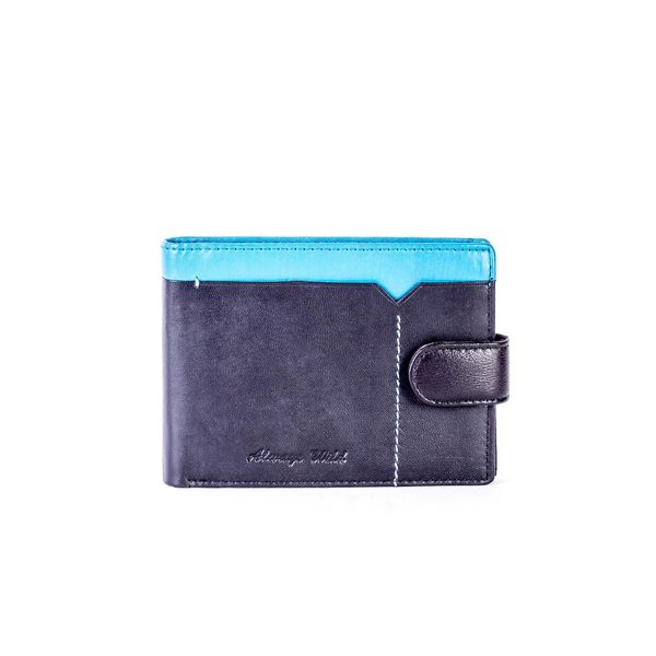 Fashionhunters Czarno-niebieski skórzany portfel z kolorową wkładką