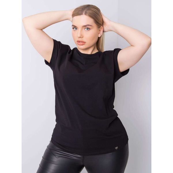 Fashionhunters Czarny bawełniany t-shirt plus size