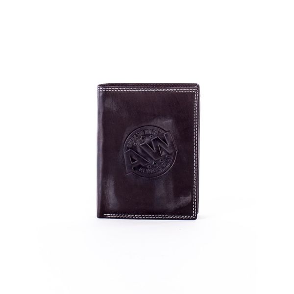 Fashionhunters Czarny skórzany portfel z okrągłym wytłaczaniem