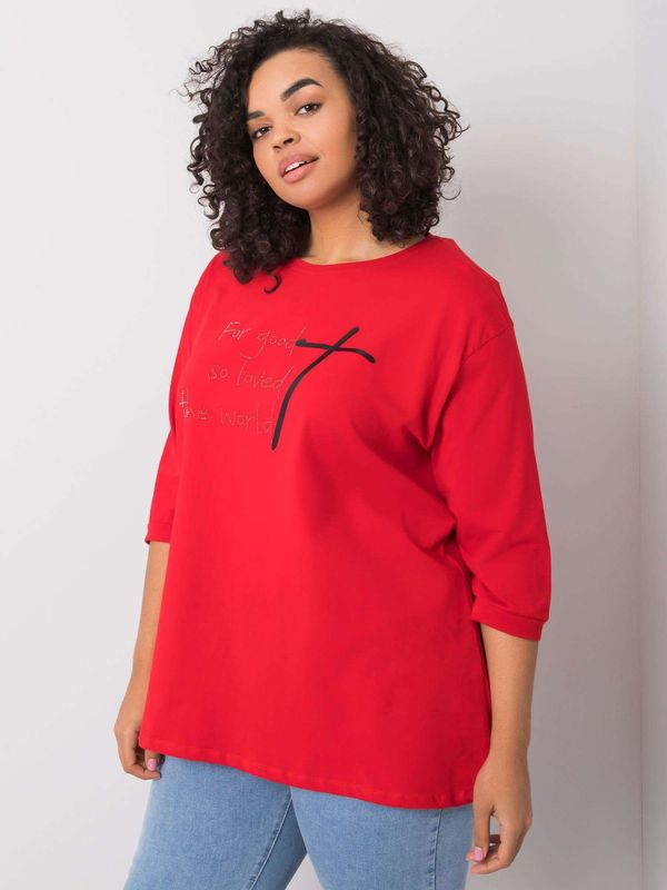 Fashionhunters Czerwona bluzka z napisem z dżetów