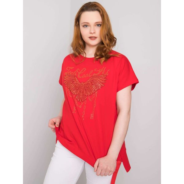 Fashionhunters Czerwona luźna bluzka plus size