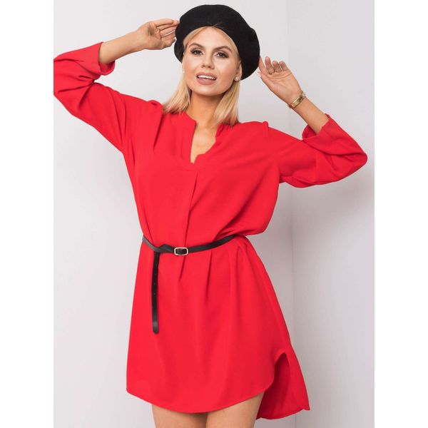 Fashionhunters Damska czerwona sukienka z paskiem