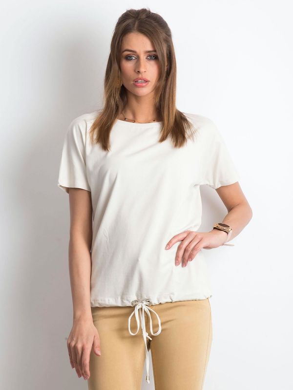 Fashionhunters Damski bawełniany t-shirt, jasno beżowy