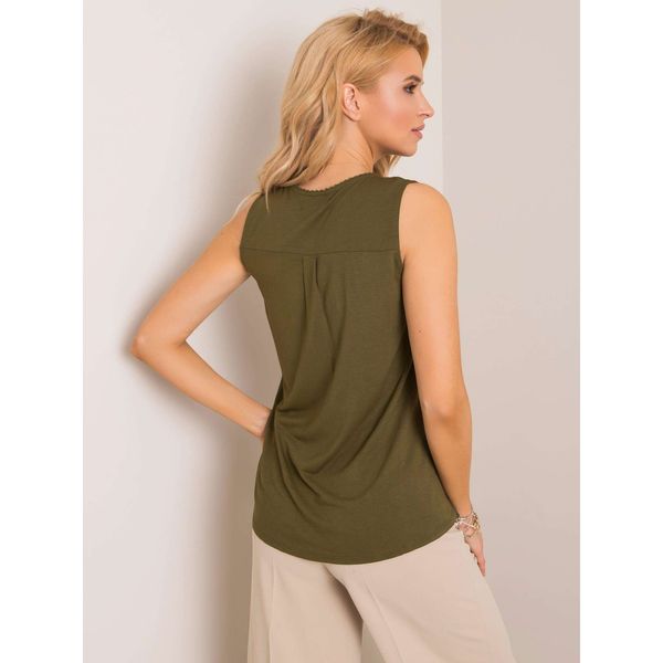 Fashionhunters Damski top Khaki z koronką