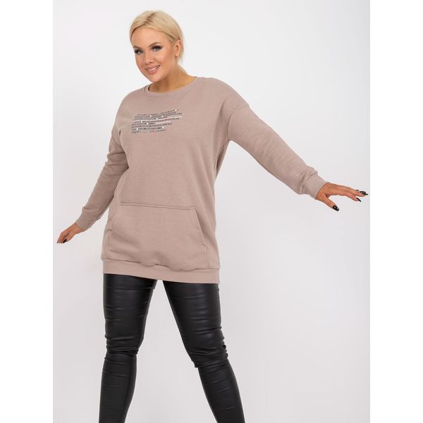 Fashionhunters Dark beige plus size sweatshirt without Desiree hood