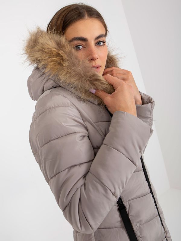 Fashionhunters Dark beige quilted winter jacket