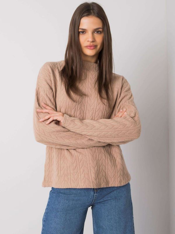 Fashionhunters Dark beige sweater with soft Brailey pattern RUE PARIS