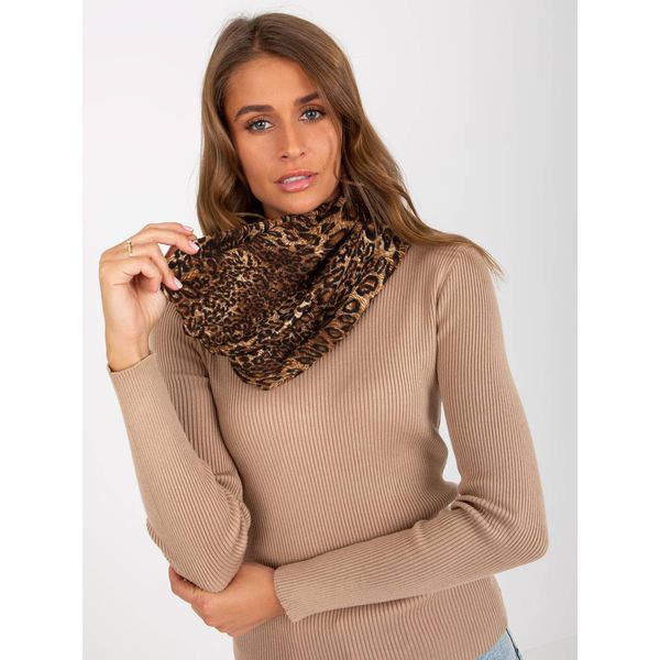 Fashionhunters Dark beige women's scarf with spots