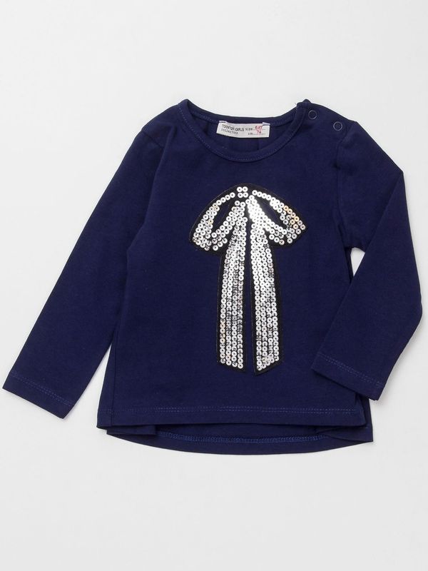 Fashionhunters Dark blue blouse for a girl with sequined decoration