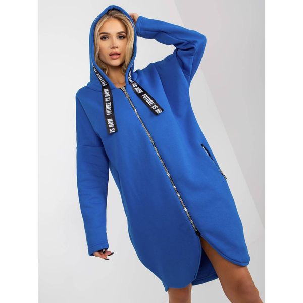 Fashionhunters Dark blue long zip up hoodie