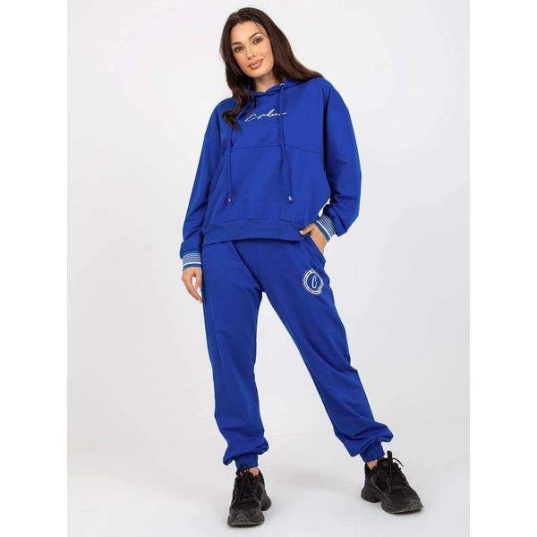 Fashionhunters Dark blue loose sweatshirt set with pants